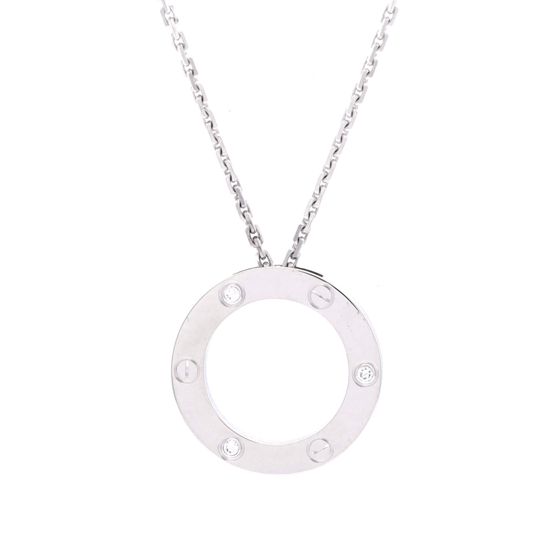 Cartier 3 Diamonds Love Pendant Necklace 18k White Gold And Diamonds